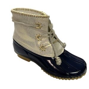 Jack Rogers Navy and Gold Duck Boots